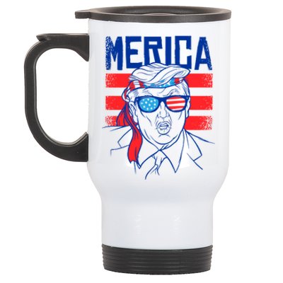 Donald Trump Merica USA Flag America Stainless Steel Travel Mug