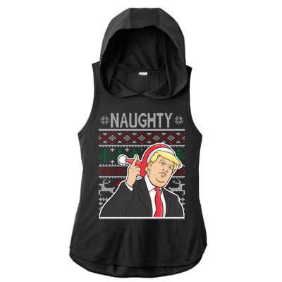 Donald Trump Naughty Ugly Christmas Ladies PosiCharge Tri-Blend Wicking Draft Hoodie Tank