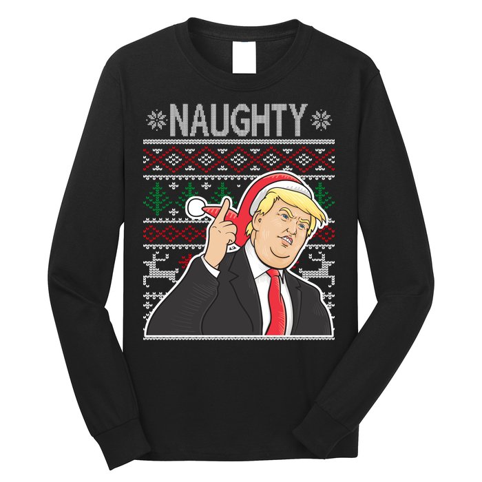 Donald Trump Naughty Ugly Christmas Long Sleeve Shirt