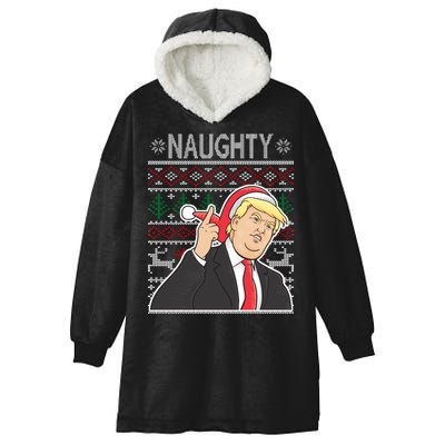 Donald Trump Naughty Ugly Christmas Hooded Wearable Blanket