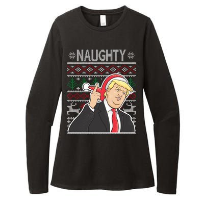 Donald Trump Naughty Ugly Christmas Womens CVC Long Sleeve Shirt