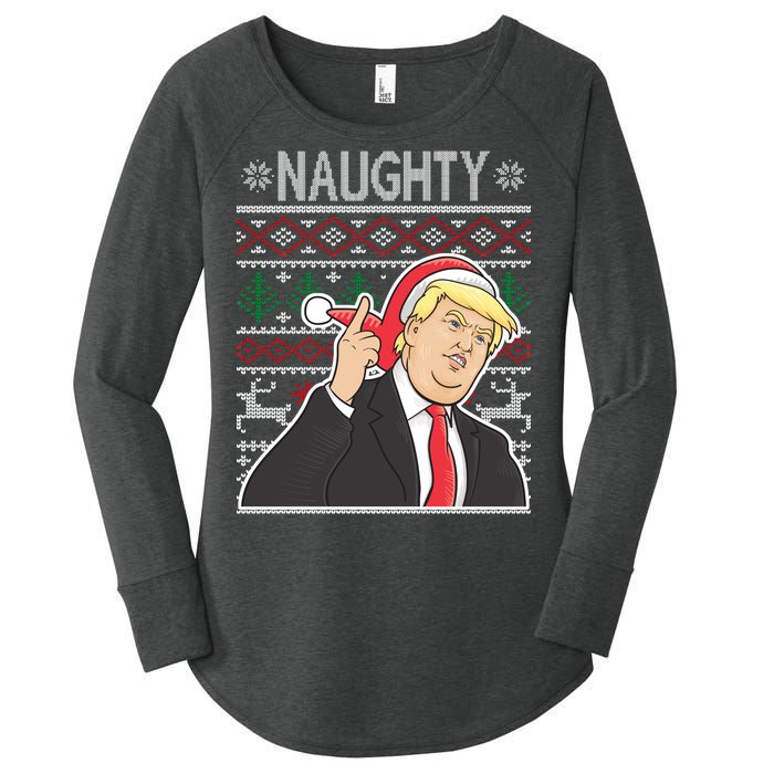 Donald Trump Naughty Ugly Christmas Women's Perfect Tri Tunic Long Sleeve Shirt