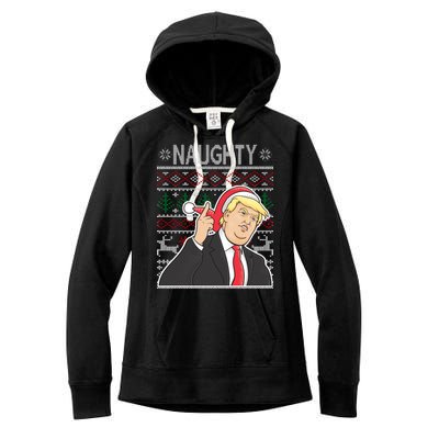 Donald Trump Naughty Ugly Christmas Women's Fleece Hoodie