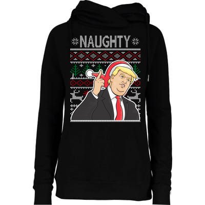 Donald Trump Naughty Ugly Christmas Womens Funnel Neck Pullover Hood