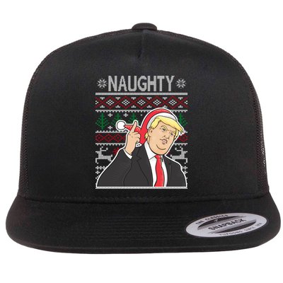 Donald Trump Naughty Ugly Christmas Flat Bill Trucker Hat