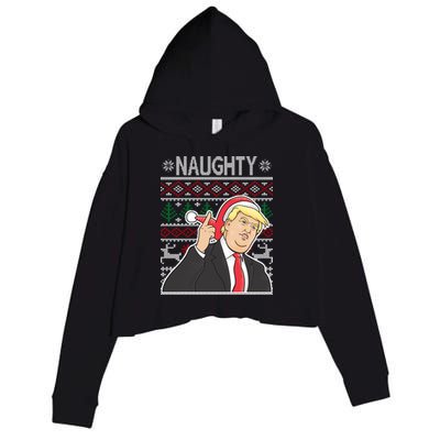 Donald Trump Naughty Ugly Christmas Crop Fleece Hoodie