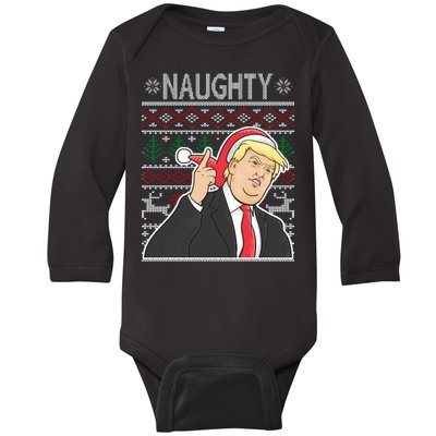 Donald Trump Naughty Ugly Christmas Baby Long Sleeve Bodysuit