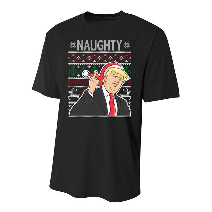 Donald Trump Naughty Ugly Christmas Youth Performance Sprint T-Shirt