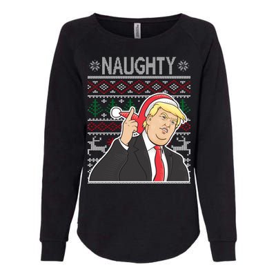 Donald Trump Naughty Ugly Christmas Womens California Wash Sweatshirt