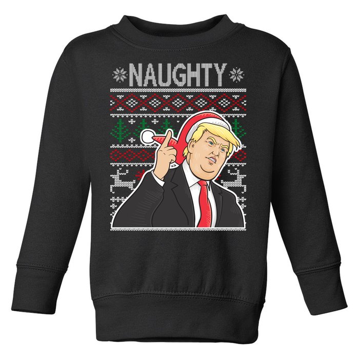 Donald Trump Naughty Ugly Christmas Toddler Sweatshirt