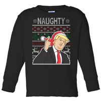 Donald Trump Naughty Ugly Christmas Toddler Long Sleeve Shirt