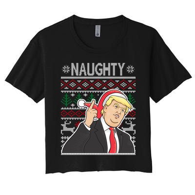 Donald Trump Naughty Ugly Christmas Women's Crop Top Tee