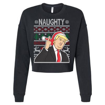 Donald Trump Naughty Ugly Christmas Cropped Pullover Crew