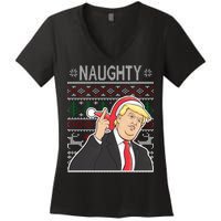 Donald Trump Naughty Ugly Christmas Women's V-Neck T-Shirt