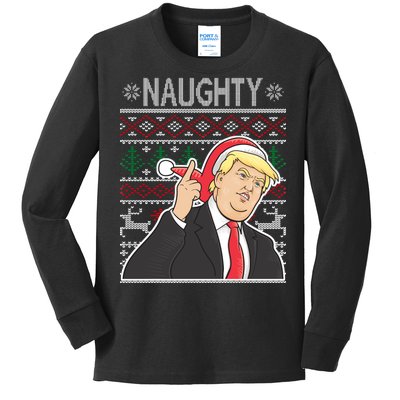 Donald Trump Naughty Ugly Christmas Kids Long Sleeve Shirt