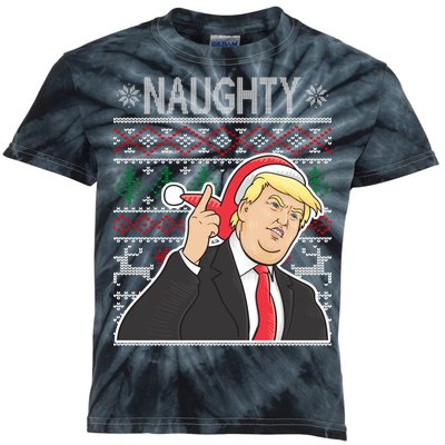 Donald Trump Naughty Ugly Christmas Kids Tie-Dye T-Shirt