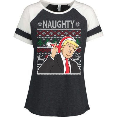 Donald Trump Naughty Ugly Christmas Enza Ladies Jersey Colorblock Tee