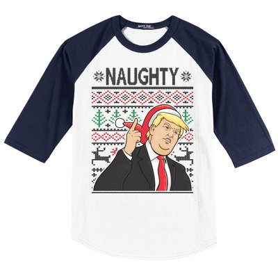 Donald Trump Naughty Ugly Christmas Baseball Sleeve Shirt