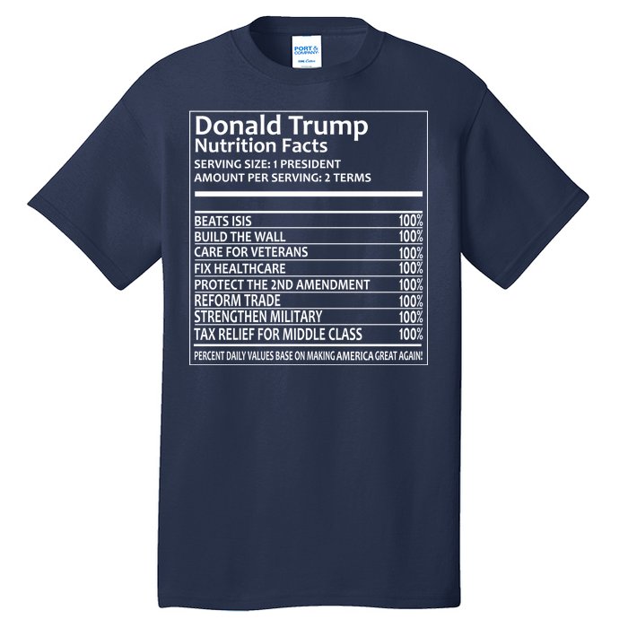 Donald Trump Nutrition Facts Tall T-Shirt