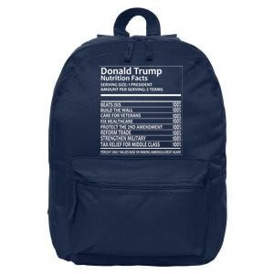 Donald Trump Nutrition Facts 16 in Basic Backpack