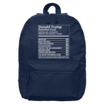 Donald Trump Nutrition Facts 16 in Basic Backpack