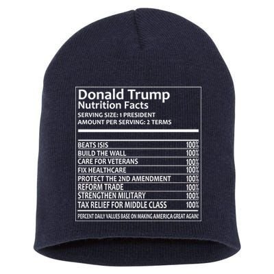 Donald Trump Nutrition Facts Short Acrylic Beanie