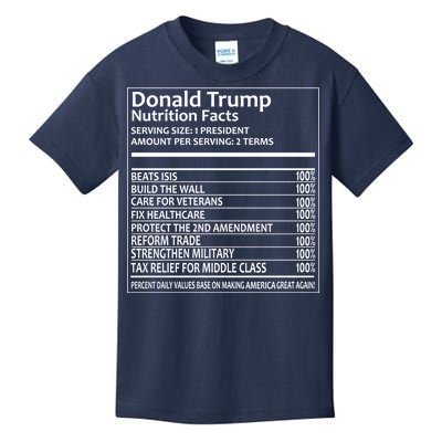 Donald Trump Nutrition Facts Kids T-Shirt