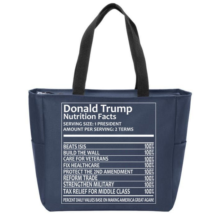 Donald Trump Nutrition Facts Zip Tote Bag