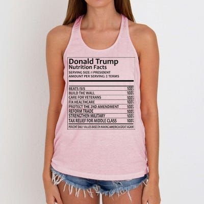 Donald Trump Nutrition Facts Women's Knotted Racerback Tank