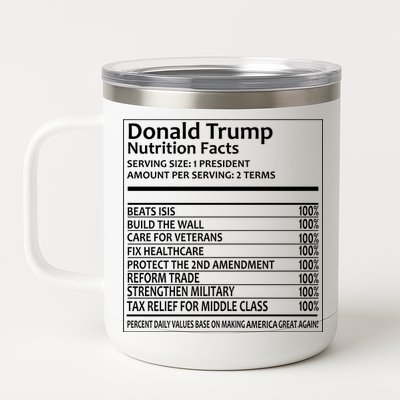 Donald Trump Nutrition Facts 12 oz Stainless Steel Tumbler Cup