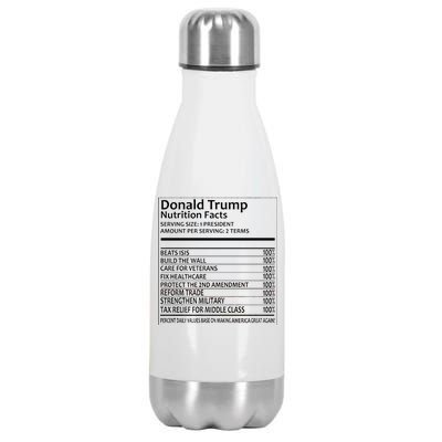 Donald Trump Nutrition Facts Stainless Steel Insulated Water Bottle