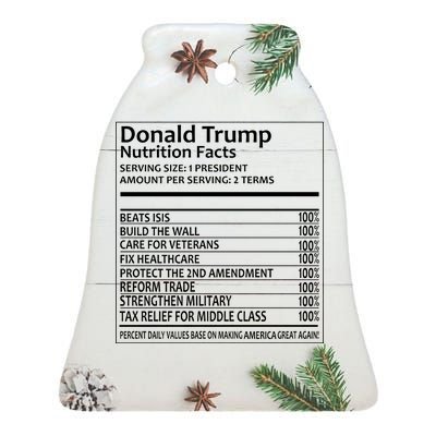 Donald Trump Nutrition Facts Ceramic Bell Ornament