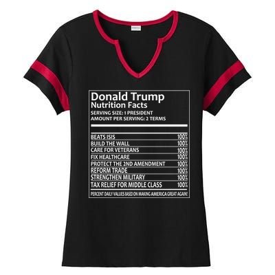 Donald Trump Nutrition Facts Political Humor Ladies Halftime Notch Neck Tee