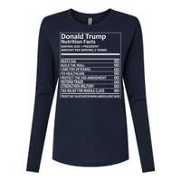 Donald Trump Nutrition Facts Political Humor Womens Cotton Relaxed Long Sleeve T-Shirt