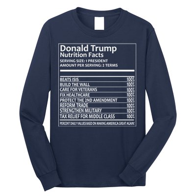 Donald Trump Nutrition Facts Political Humor Long Sleeve Shirt