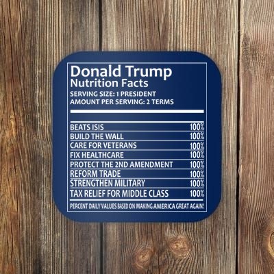 Donald Trump Nutrition Facts Political Humor Coaster