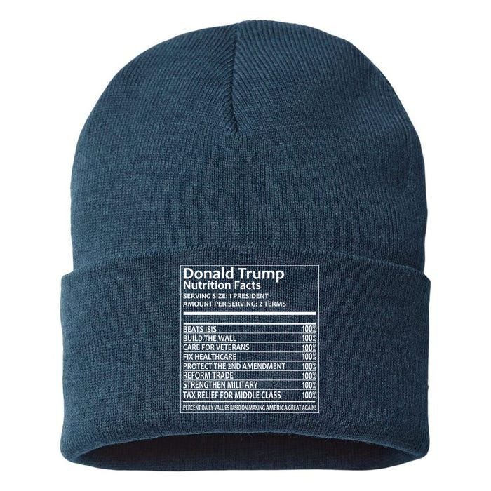 Donald Trump Nutrition Facts Political Humor Sustainable Knit Beanie