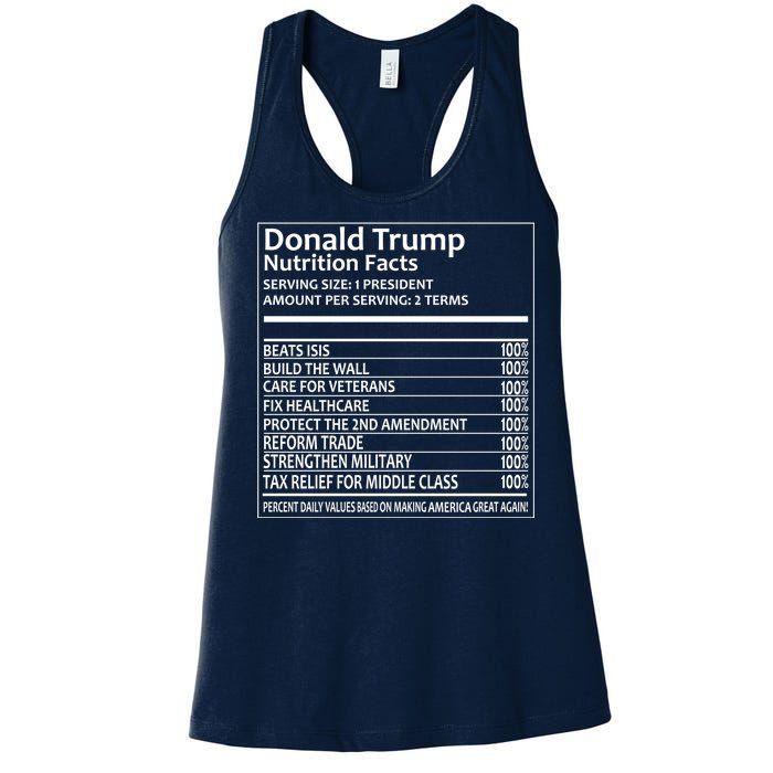 Donald Trump Nutrition Facts Political Humor Women's Racerback Tank