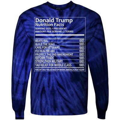 Donald Trump Nutrition Facts Political Humor Tie-Dye Long Sleeve Shirt