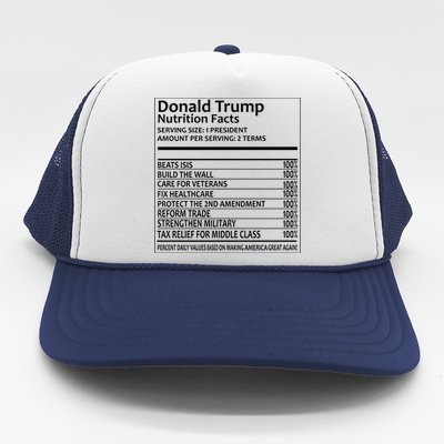 Donald Trump Nutrition Facts Political Humor Trucker Hat