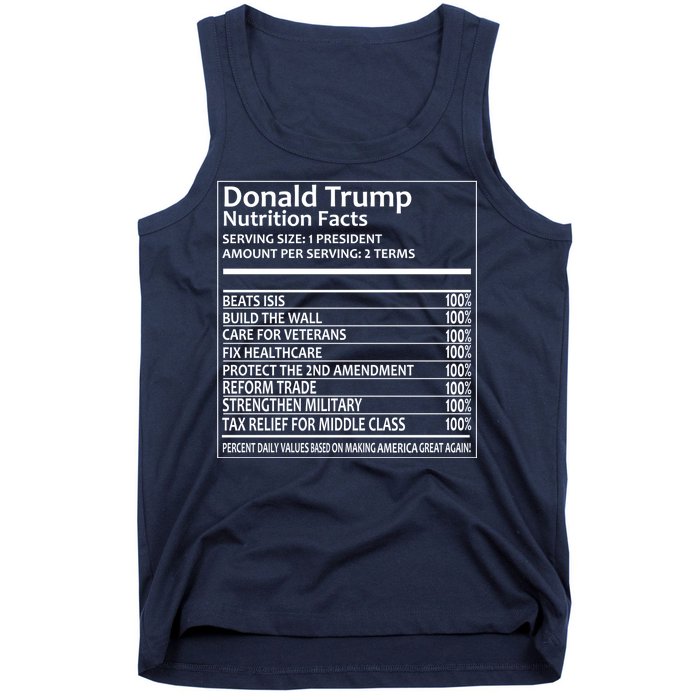 Donald Trump Nutrition Facts Political Humor Tank Top