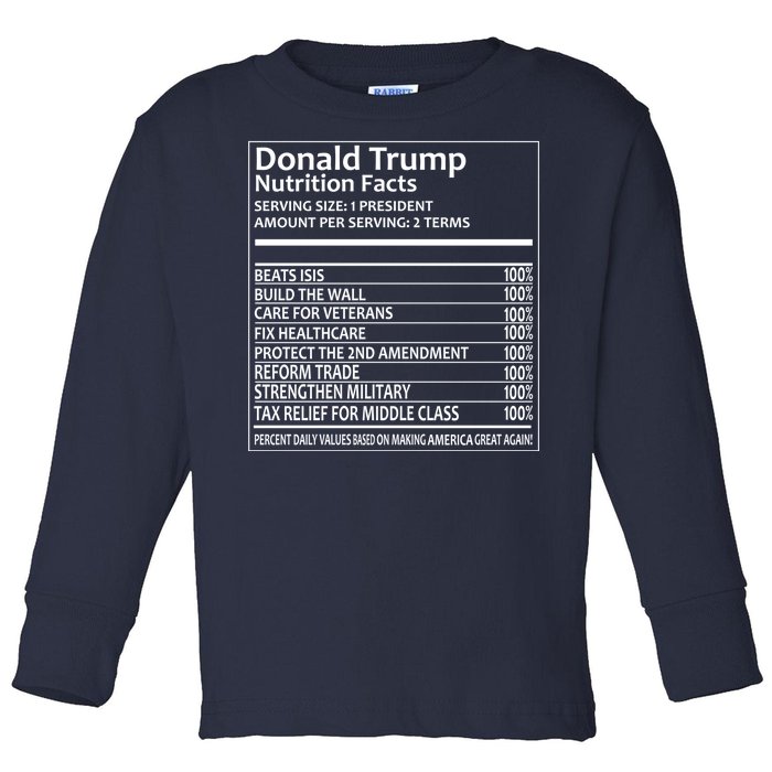 Donald Trump Nutrition Facts Political Humor Toddler Long Sleeve Shirt