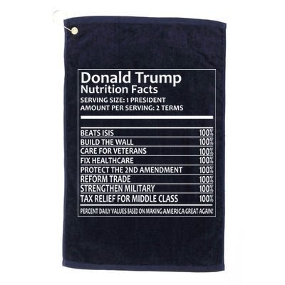 Donald Trump Nutrition Facts Political Humor Platinum Collection Golf Towel