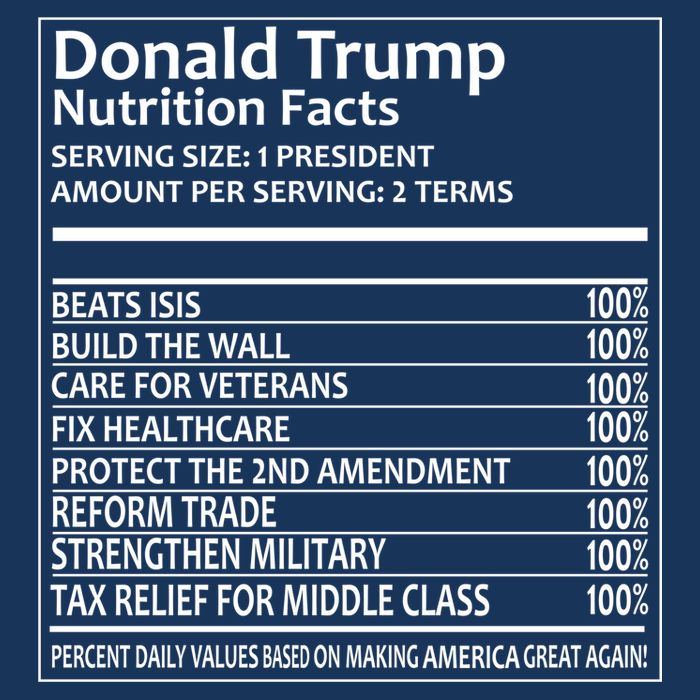 Donald Trump Nutrition Facts Political Humor Women's V-Neck T-Shirt