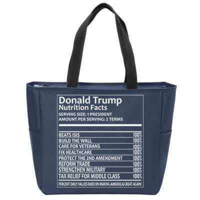 Donald Trump Nutrition Facts Political Humor Zip Tote Bag