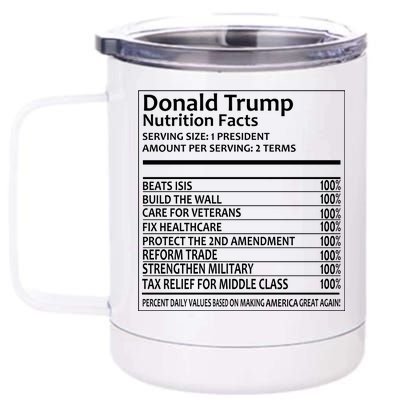 Donald Trump Nutrition Facts Political Humor 12 oz Stainless Steel Tumbler Cup