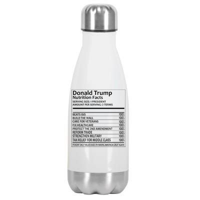 Donald Trump Nutrition Facts Political Humor Stainless Steel Insulated Water Bottle