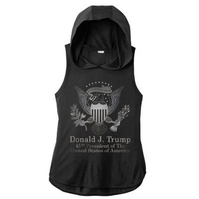 Donald Trump Presidential Seal USA 45th President Logo Ladies PosiCharge Tri-Blend Wicking Draft Hoodie Tank