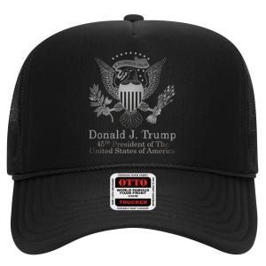 Donald Trump Presidential Seal USA 45th President Logo High Crown Mesh Back Trucker Hat