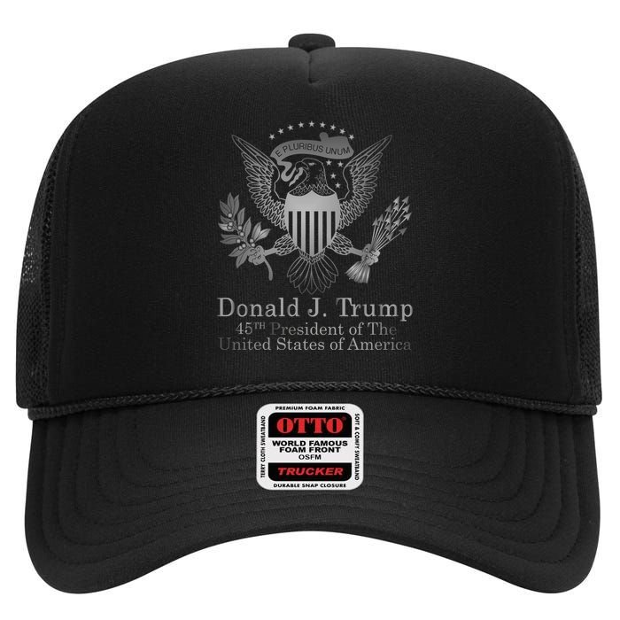 Donald Trump Presidential Seal USA 45th President Logo High Crown Mesh Back Trucker Hat